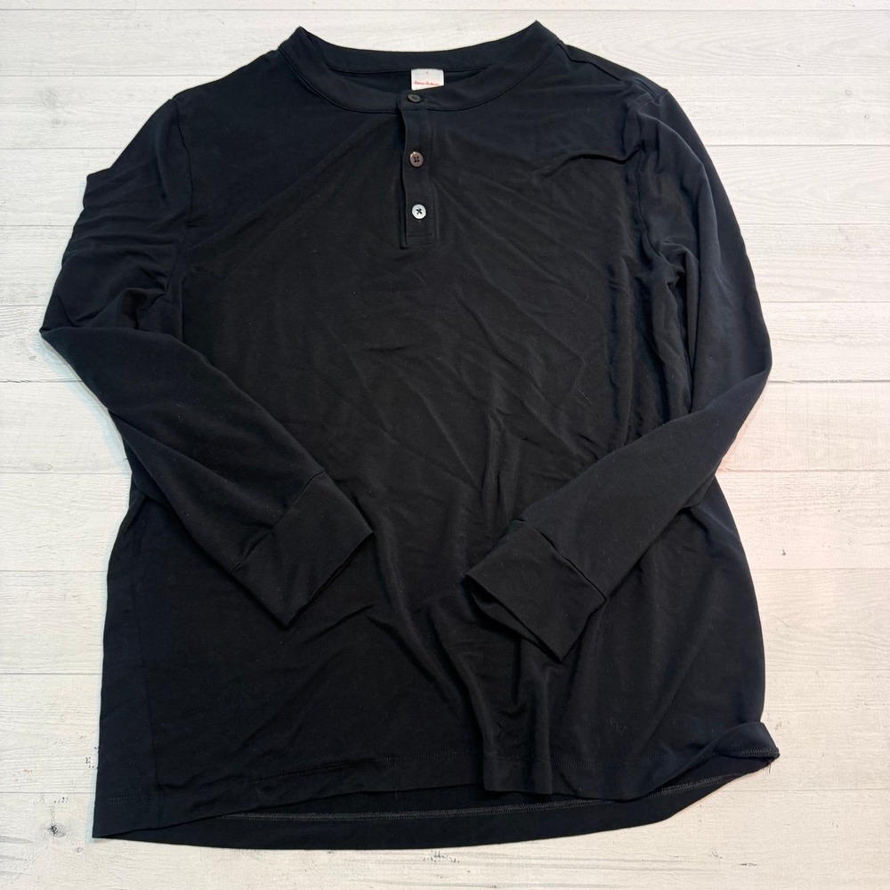 Hanna Andersson men's black 3 button Henley size medium